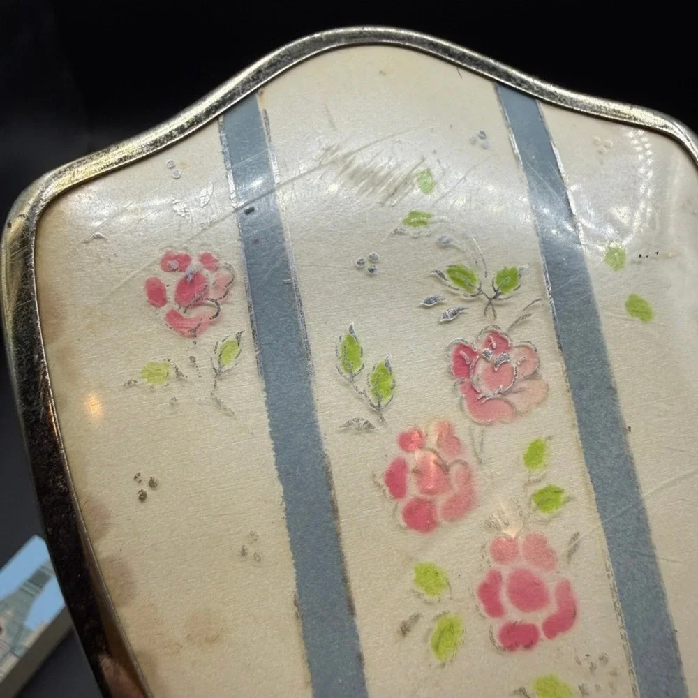 Vintage MCM Hair Brush Women OS Floral Gold Tone Vanity Coquette Vintage
